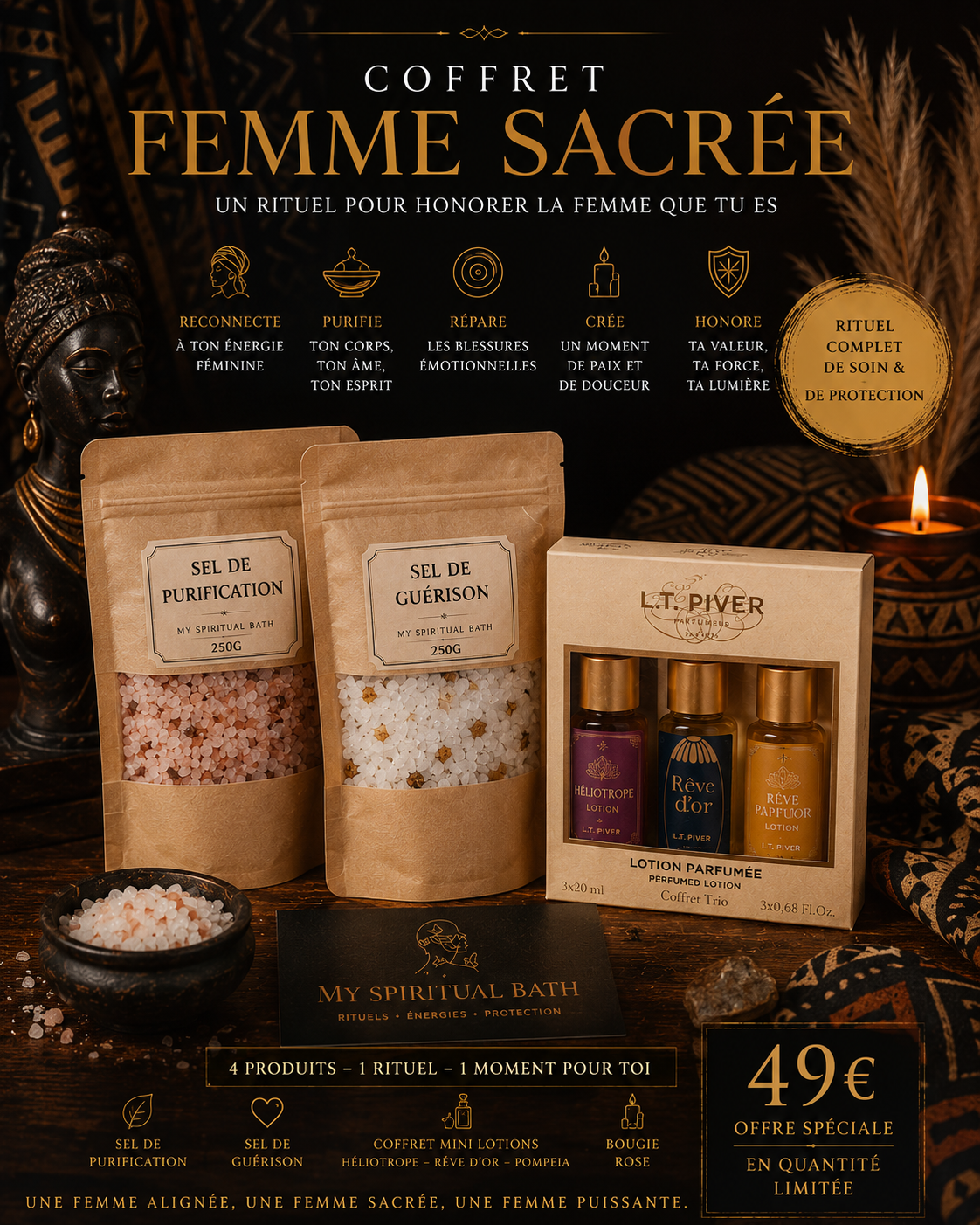 Coffret Femme Sacrée – Rituel de bain spirituel et bien-être féminin